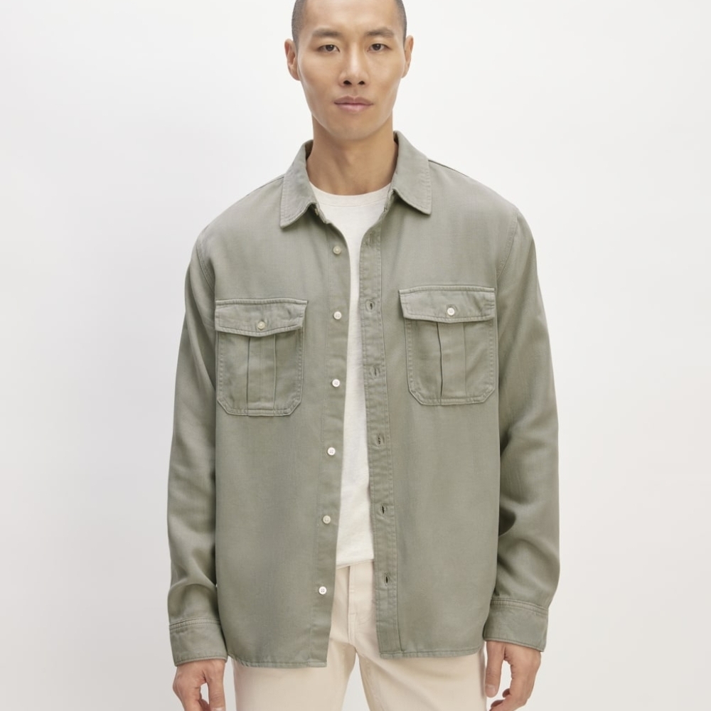 Everlane Shirt Mens XXL 2XL Green Tencel Long Sleeve Button Buttersoft Jacket